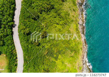 Top view Sea Shore at Phuket Thailand beautiful seacoast in open sea summer season background 118273747