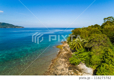 Top view Sea Shore at Phuket Thailand beautiful seacoast in open sea summer season background 118273782