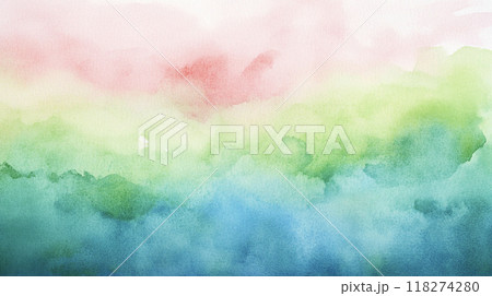 春の色の水彩の滲みグラデーション　AI画像 118274280