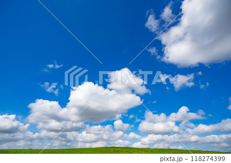 夏の青空と草原 118274399