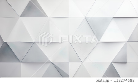 白と灰色を基調とした抽象的な幾何学模様の背景 白と灰色を基調とした抽象的な幾何学模様の背景 118274588