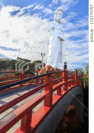 青空を背景にした、高崎観音 118274767