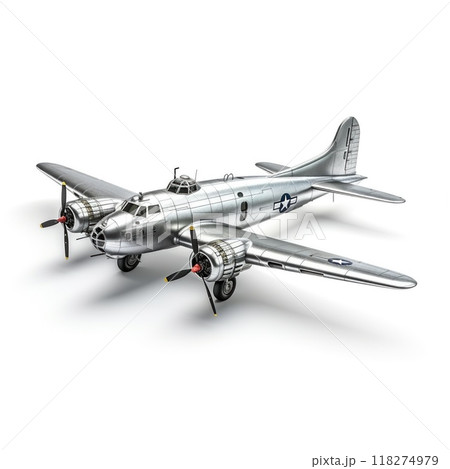 Miniature model of a vintage WWII military aircraft bomber, plane 118274979