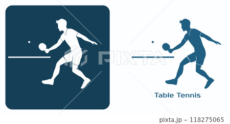Young man playing table tennis. Ping Pong Emblem. 118275065