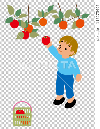 Illustration of children experiencing apple picking 02 118275495