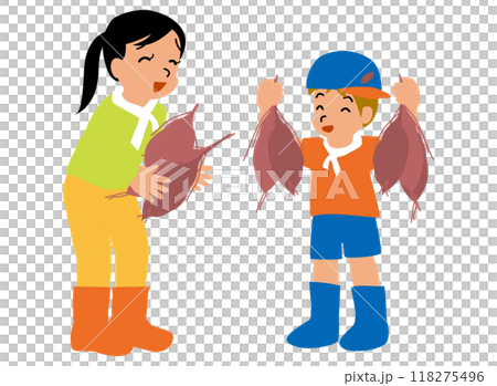 孩子體驗挖地瓜的插畫01 孩子體驗挖地瓜的插畫01 118275496