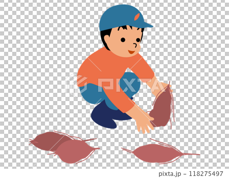 さつまいも掘りの体験をする子どものイラスト02 さつまいも掘りの体験をする子どものイラスト02 118275497