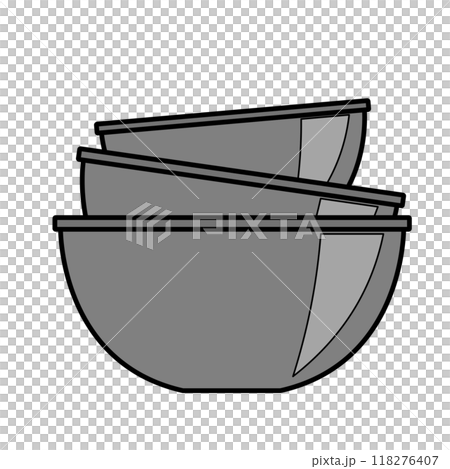 様々なサイズのボウルを重ねたイラスト 118276407
