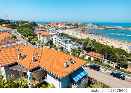 Panoramic view of famous travel destination Comillas village in Cantabria, Spain.  118276661