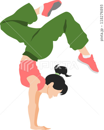 ブレイクダンスをする女性のイラスト 118276893