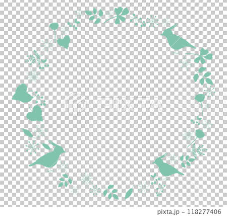 Winter frame with birds and snow Cute winter illustration frame material 118277406