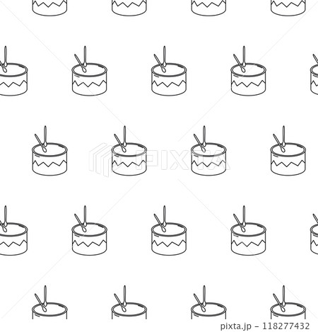 Black and white doodle drums seamless pattern. Vector Linear Illustration, Musical Instrument Background for Coloring book, Wrapping Paper, Cover. Print. Music and Sound Concept Template Black and white doodle drums seamless pattern. Vector Linear Illustration, Musical Instrument Background for Coloring book, Wrapping Paper, Cover. Print. Music and Sound Concept Template 118277432