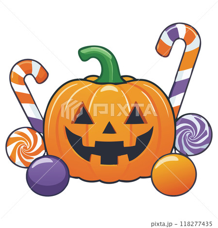 ハロウィン　ジャックオーランタンとお菓子 118277435