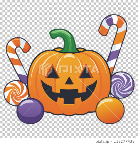 ハロウィン　ジャックオーランタンとお菓子 118277435