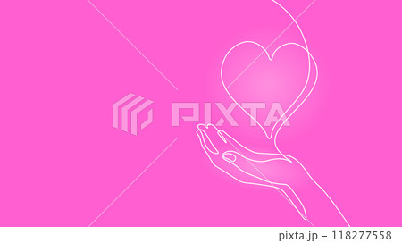 Fundraising giving heart symbol money hand. Continuous one line draw sketch art. Charity volunteer giving donate social project. Finance funding vector illustration 118277558