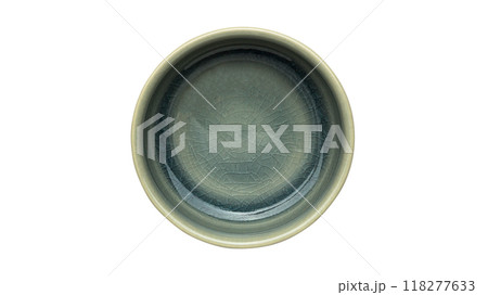Black ceramic bowl, Empty black bowl with rough texture isolated on white background with clipping path 118277633