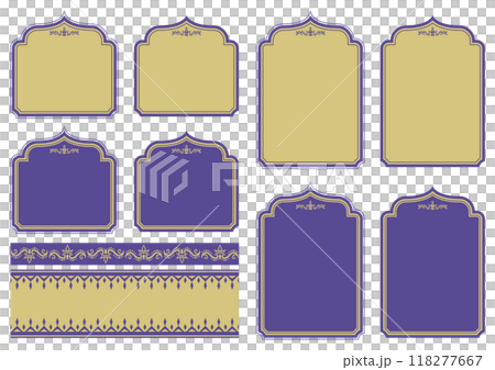 アジア風のタイトルフレームセット。ベクターデータ。 アジア風のタイトルフレームセット。ベクターデータ。 118277667
