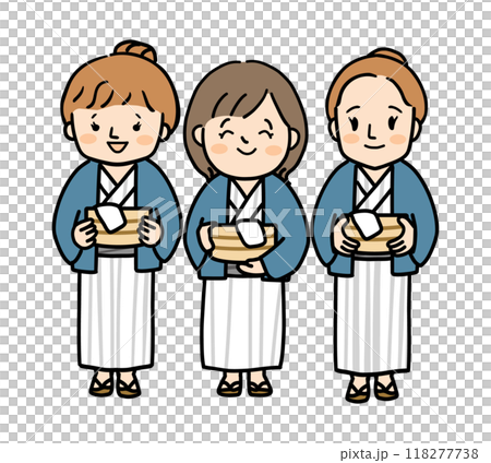 三個穿著浴衣的年輕女子 三個穿著浴衣的年輕女子 118277738