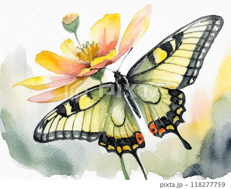 水彩画で描かれたアゲハチョウ 118277759