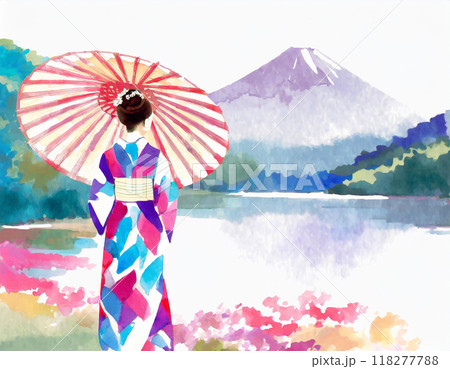 水彩画で描かれた女性 118277788