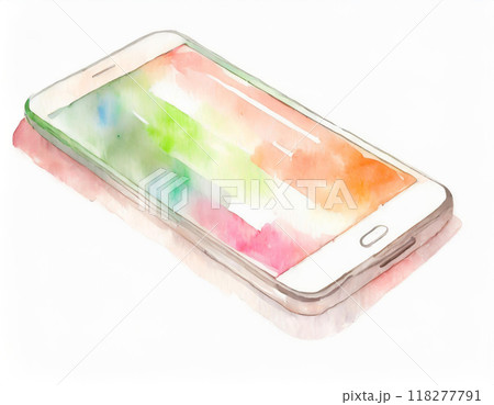 水彩画で描かれたスマートフォン 水彩画で描かれたスマートフォン 118277791