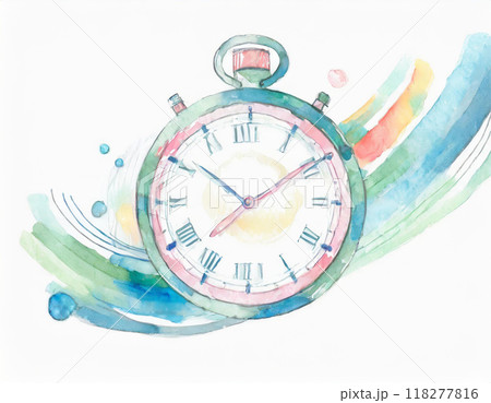 水彩画で描かれた時計のイラスト素材 [118277816] - PIXTA