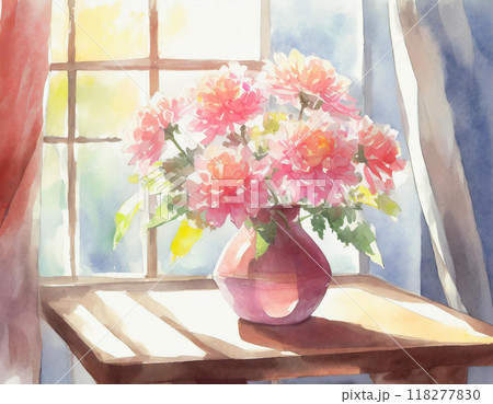 水彩画で描かれた花束 水彩画で描かれた花束 118277830