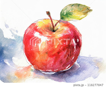 水彩画で描かれたリンゴのイラスト素材 [118277847] - PIXTA