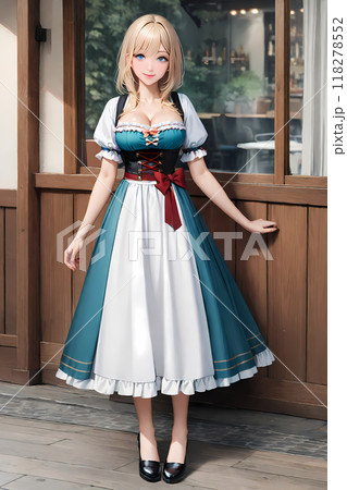 ディアンドルを着たグラマーな若い女性 118278552