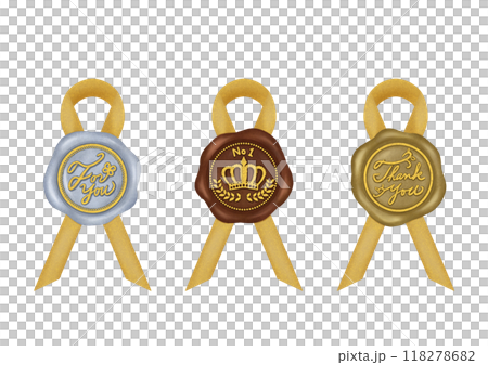 Gold ribbon sealing stamp Gold ribbon sealing stamp 118278682