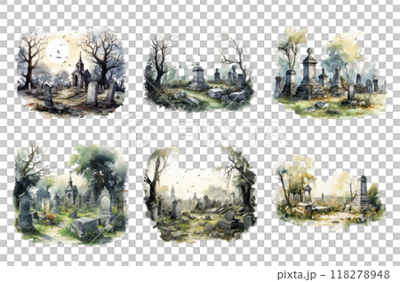 Graveyard Collection Bundle Set Isolated on a Transparent Background 118278948