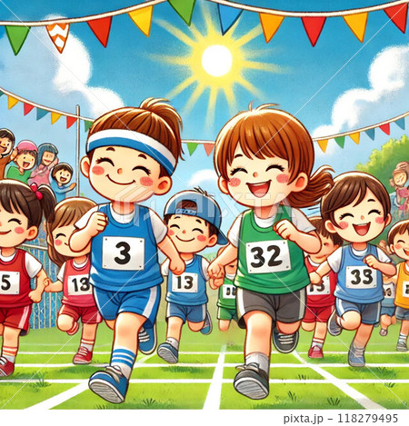 運動会で走る子供たち 118279495