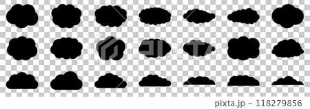 Cloud silhouette black icon set 118279856