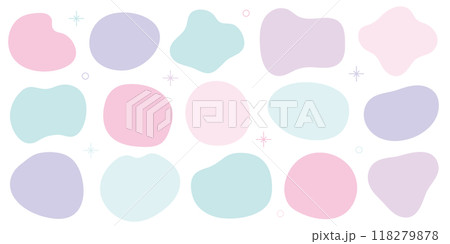 シェイプ　カラフル　ピンク　水色　紫　キラキラ　セット	 118279878
