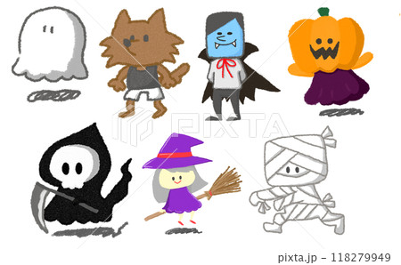 ハロウィンイラストセット(装飾なし) 118279949