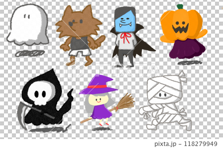 ハロウィンイラストセット(装飾なし) 118279949