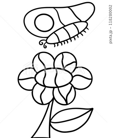 Floral stripes with black and white butterflies Geometry 118280002