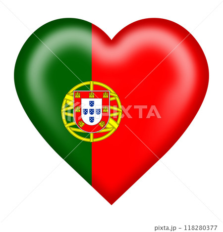 Portugal flag heart button with clipping path 118280377