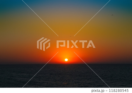 Sea and bright sunset. Concept - travel. 118280545