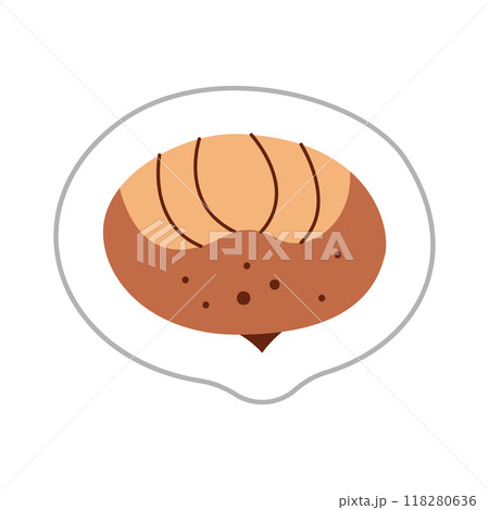 Sticker with abstract nut doodle. Color flat vector illustration. 118280636