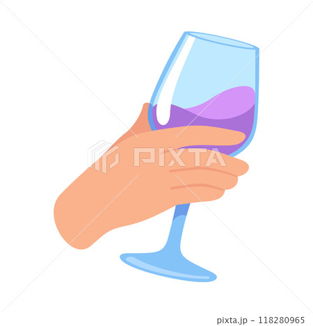 Glass with Cocktail Drink in Hand Vector Illustration 118280965