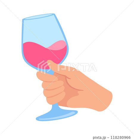 Glass with Cocktail Drink in Hand Vector Illustration 118280966