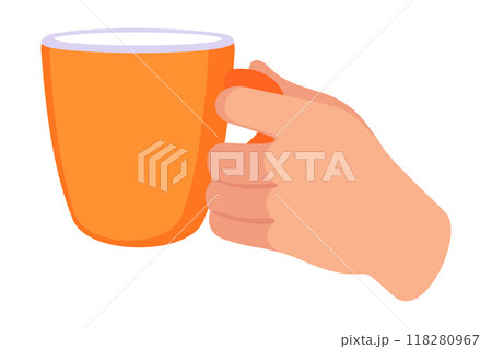Hand Hold Ceramic Mug or Cup with Tea or Coffee Vector Illustration 118280967