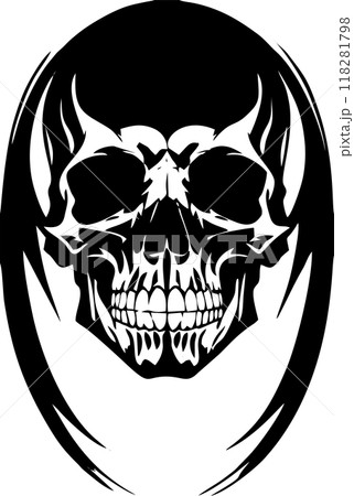 simple black graphic drawing of a human skull, logo, tattoo simple black graphic drawing of a human skull, logo, tattoo 118281798