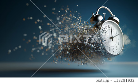 Surreal Clock Disintegrating into Tiny Particles 118281932