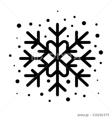 snow icon or modern line symbol. Vector line art and icon design with bold outline. Black and white Pixel Perfect minimalistic symbol isolated white background. Silhouette simple thin sign 118282375