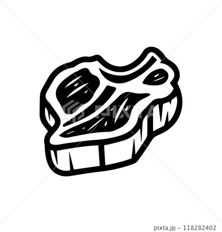 meat icon or modern line symbol. Vector line art and icon design with bold outline. Black and white Pixel Perfect minimalistic symbol isolated white background. Silhouette simple thin sign meat icon or modern line symbol. Vector line art and icon design with bold outline. Black and white Pixel Perfect minimalistic symbol isolated white background. Silhouette simple thin sign 118282402