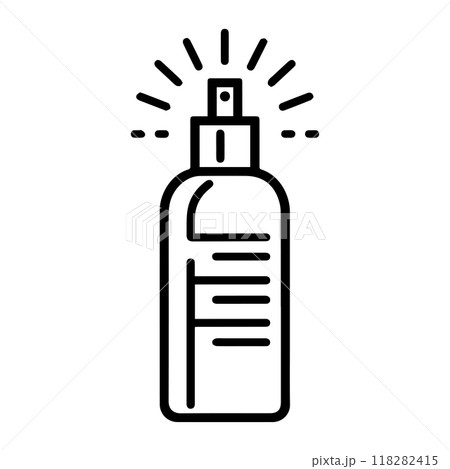 spray icon or modern line symbol. Vector line art and icon design with bold outline. Black and white Pixel Perfect minimalistic symbol isolated white background. Silhouette simple thin sign 118282415