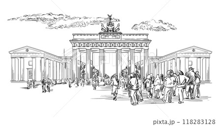 Germany hand drawn landmark Brandenburg Gate vector 118283128