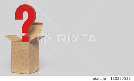 The Box and red question mark on white background  3d rendering. 118283528